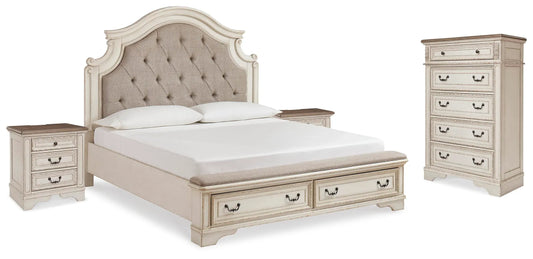 Cama Realyn King, cómoda y 2 mesitas de noche