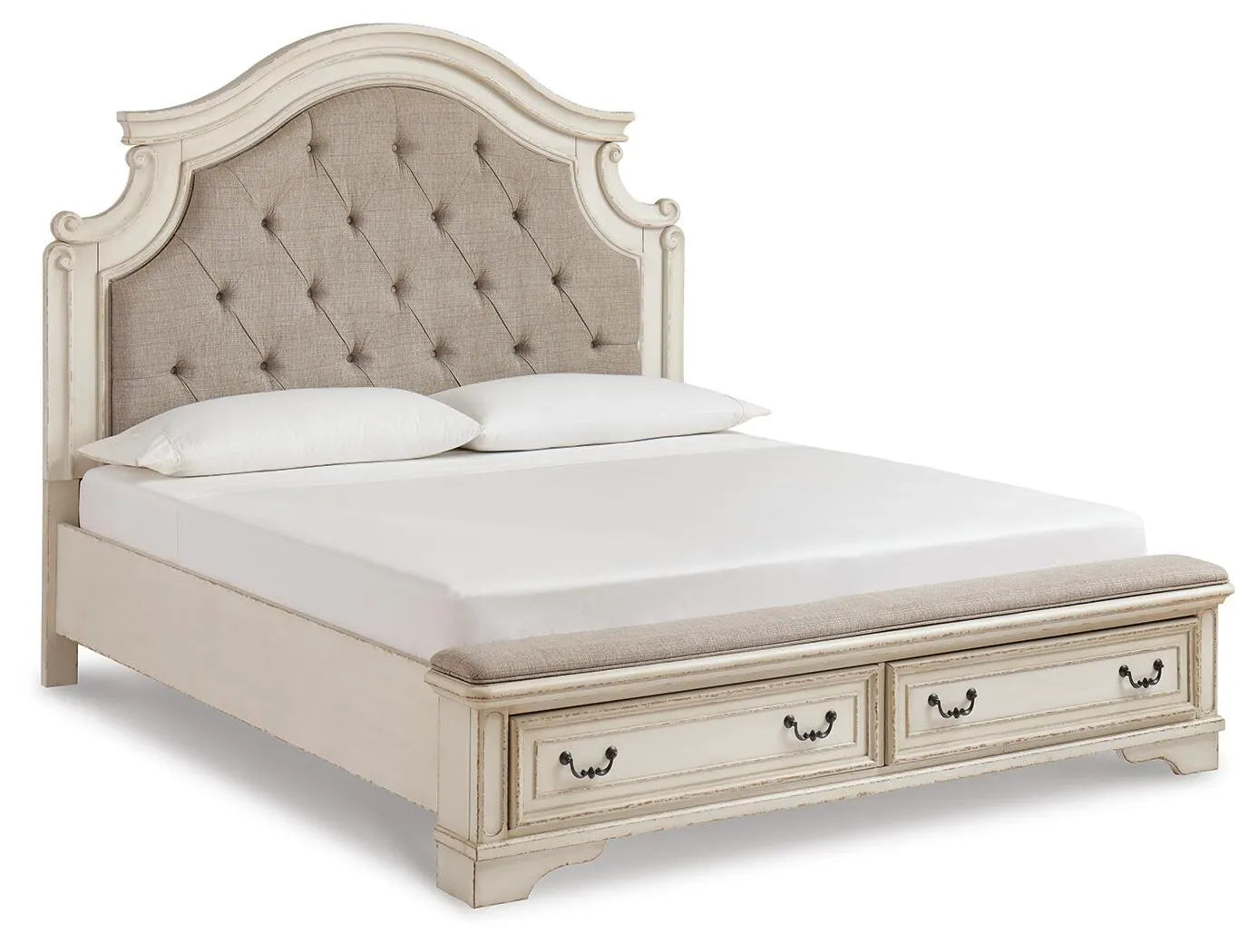 Cama tapizada con almacenaje King Realyn