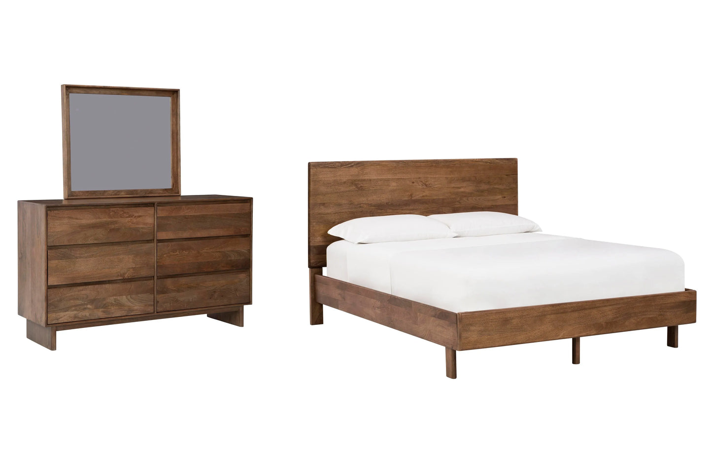 Cama de paneles, cómoda y espejo Isanti Queen