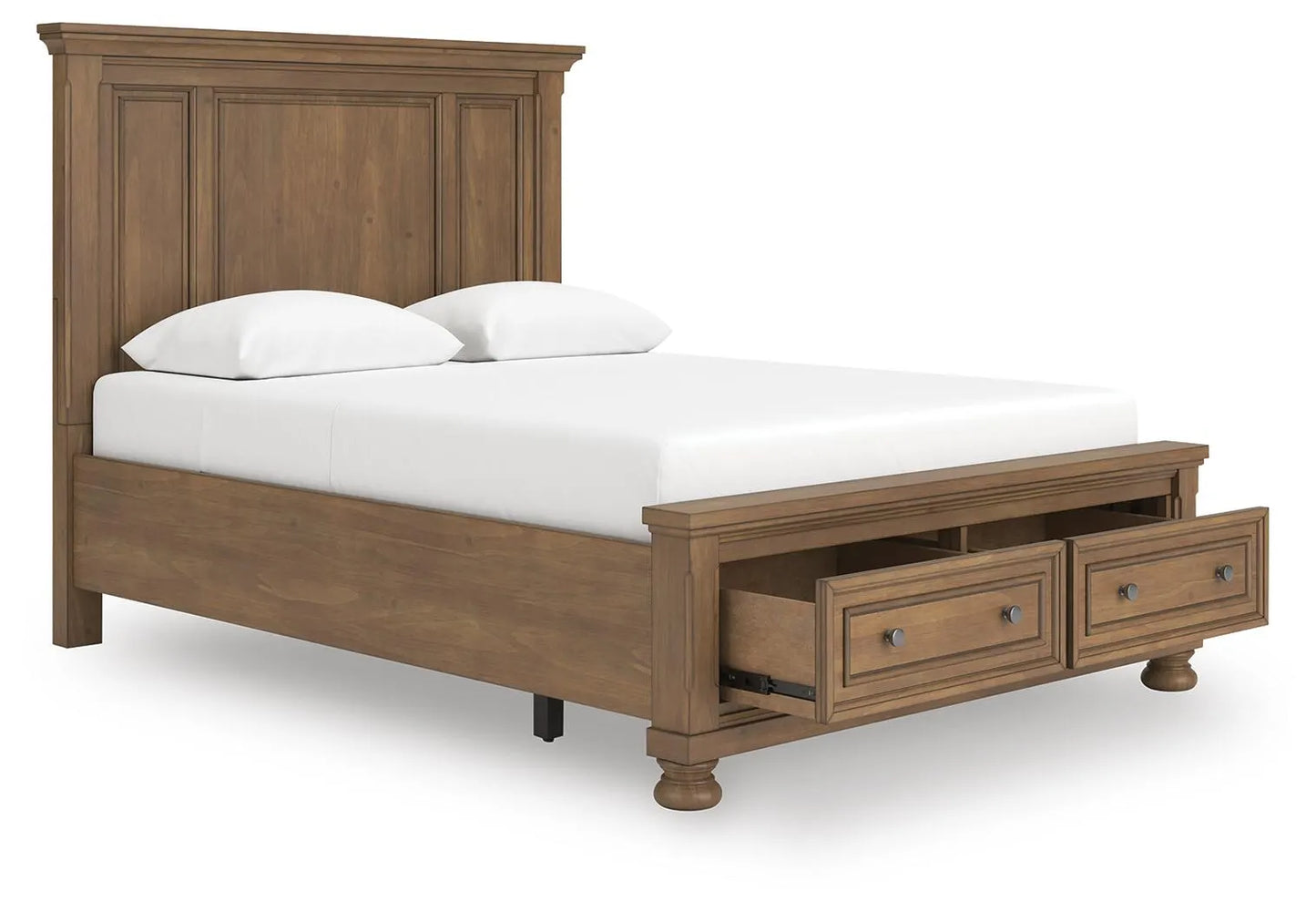 Cama con panel de almacenamiento Queen Vandenmore