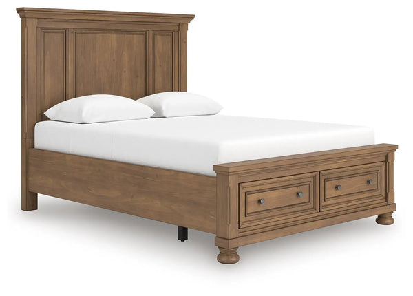 Cama con panel de almacenamiento Queen Vandenmore