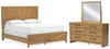 Cama con paneles, cómoda y espejo Takston California King