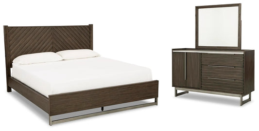 Cama con panel King, tocador y espejo Arkenton
