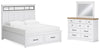 Cama Ashbryn King con almacenamiento, cómoda y espejo