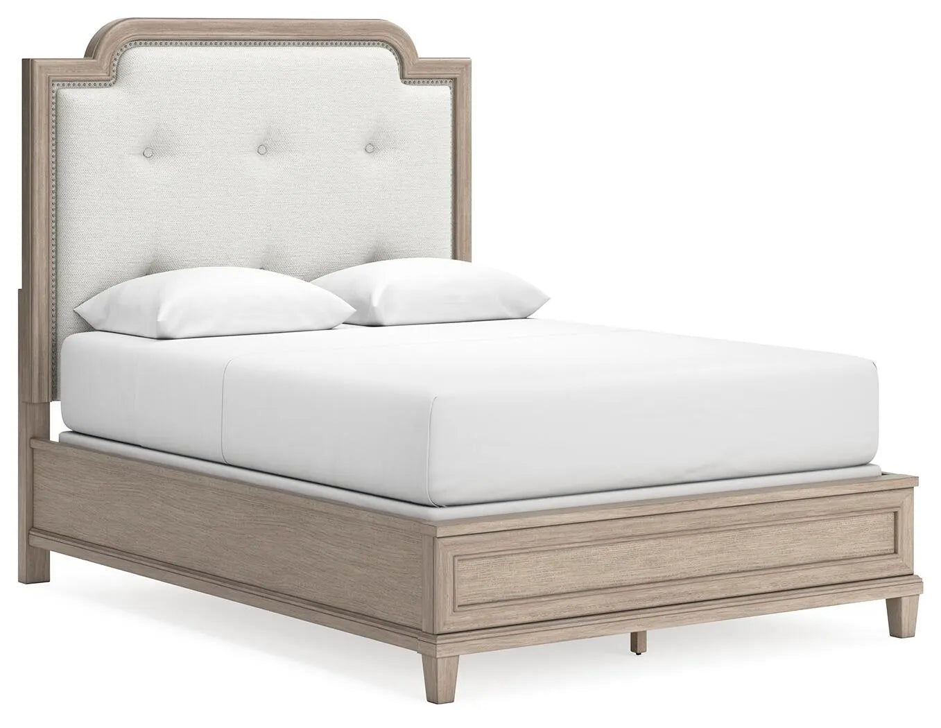 Cama de panel tapizada tamaño Queen Jorlaina