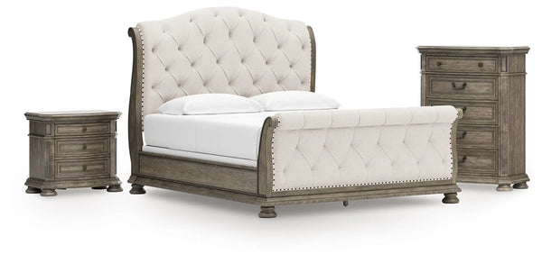 Cama trineo, cómoda y mesita de noche California King Ardenfield