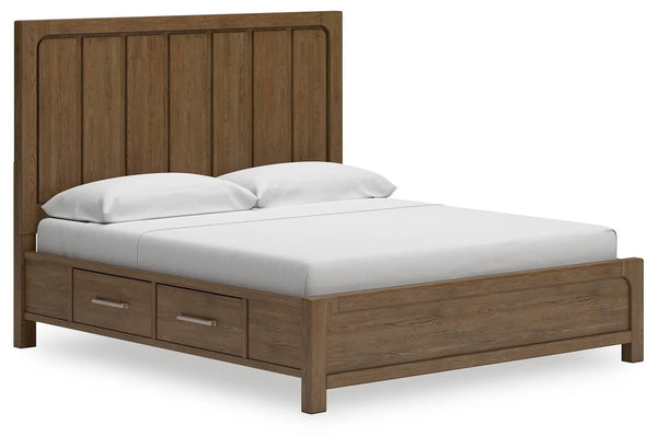 Cama Cabalynn King con panel y almacenamiento