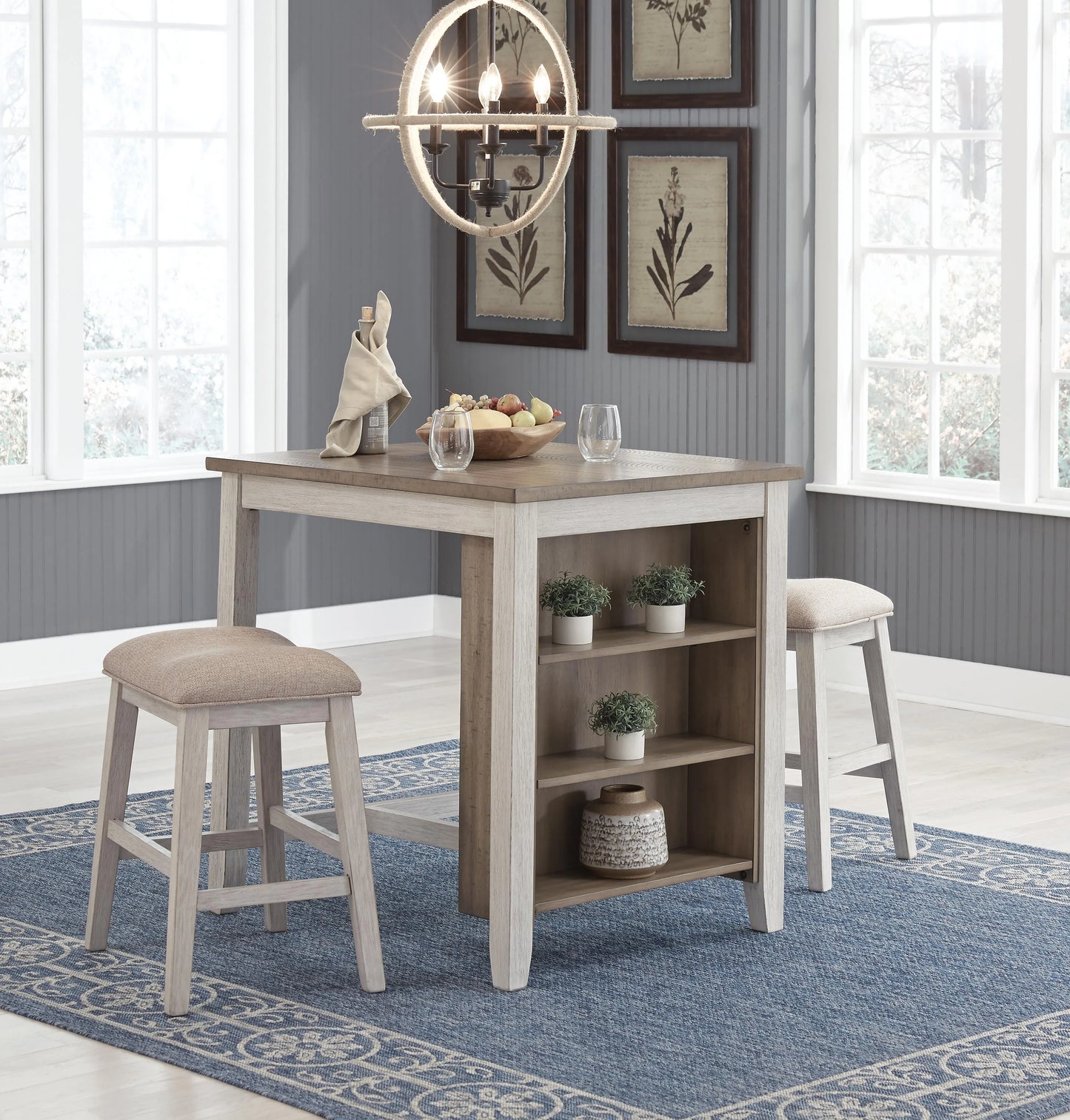 Skempton Counter Height Dining Table and Bar Stools (Set of 3)