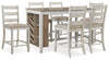 Mesa de comedor de altura de mostrador Skempton y 6 taburetes de bar