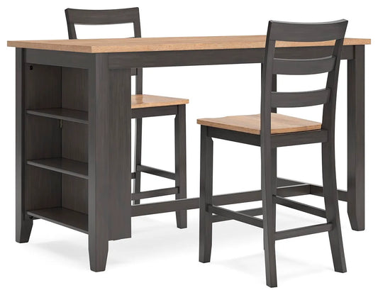 Mesa de comedor a la altura de la encimera Gesthaven y 2 taburetes de bar