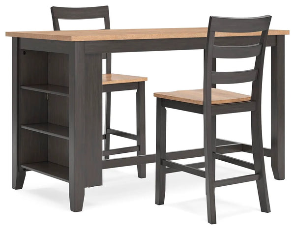 Mesa de comedor a la altura de la encimera Gesthaven y 2 taburetes de bar