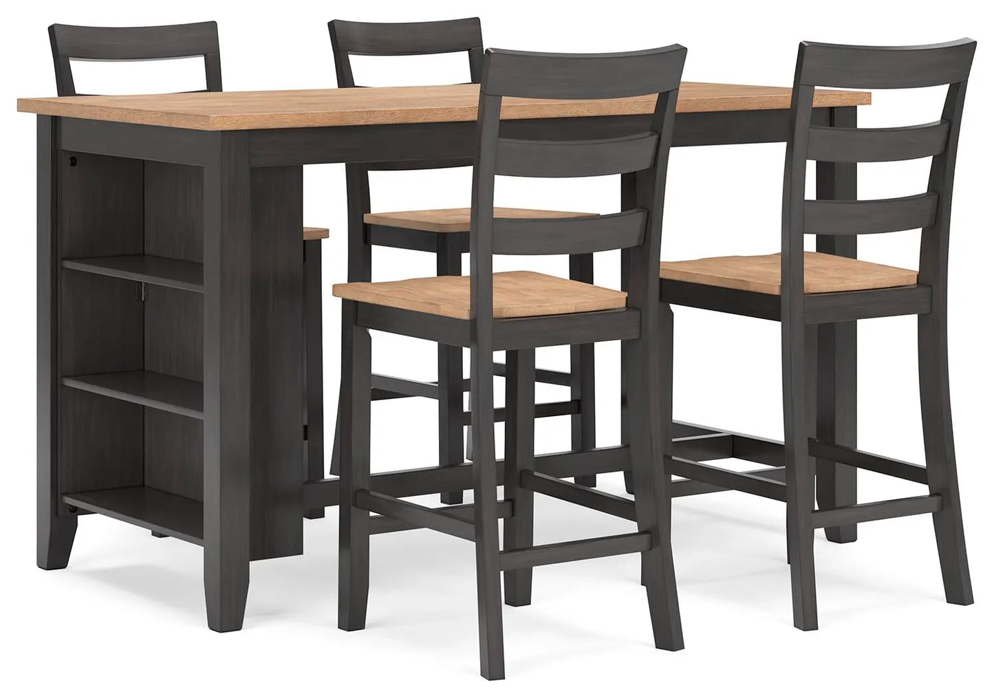 Mesa de comedor a la altura de la encimera y 4 taburetes de bar Gesthaven