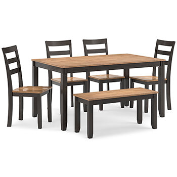 Mesa de comedor Gesthaven con 4 sillas y banco (juego de 6)