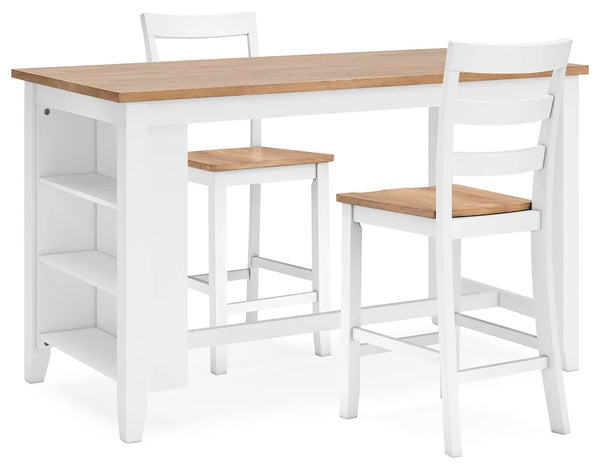 Mesa de comedor a la altura de la encimera Gesthaven y 2 taburetes de bar