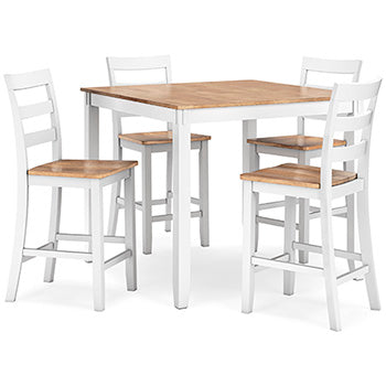 Mesa de comedor a la altura de la encimera Gesthaven y 4 taburetes de bar (Set de 5)