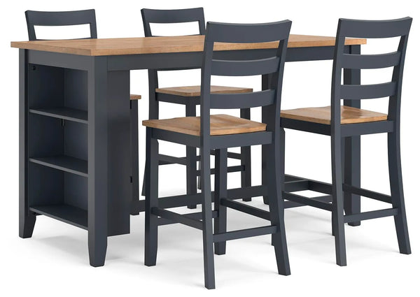 Mesa de comedor a la altura de la encimera y 4 taburetes de bar Gesthaven