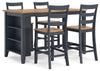 Mesa de comedor a la altura de la encimera y 4 taburetes de bar Gesthaven