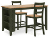 Mesa de comedor a la altura de la encimera Gesthaven y 2 taburetes de bar