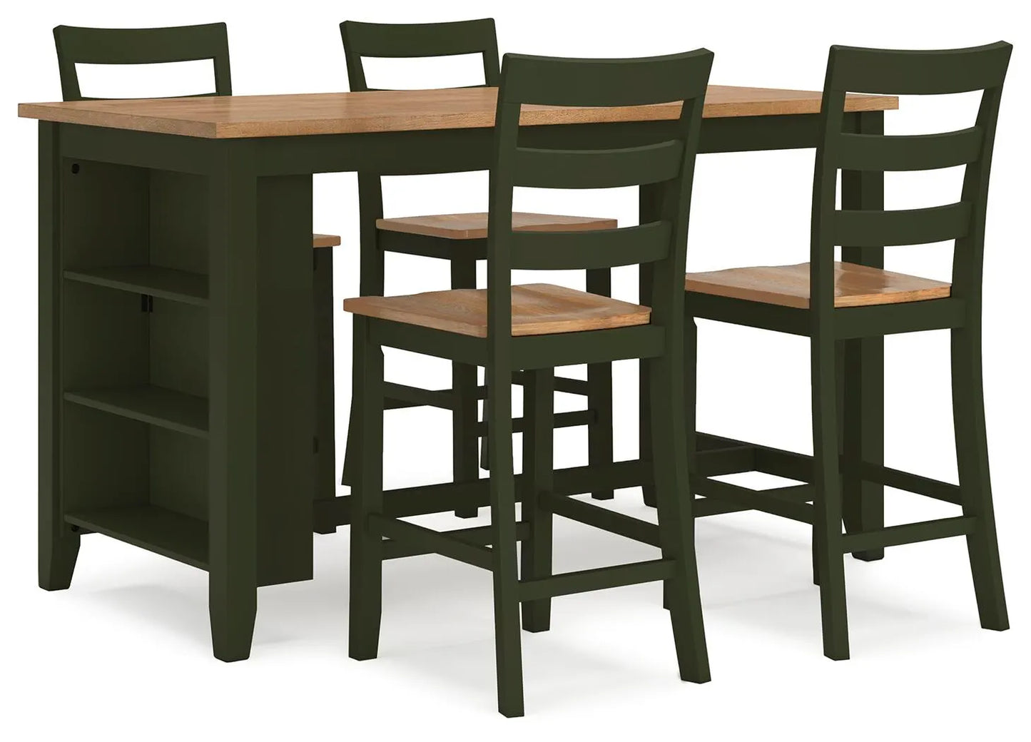 Mesa de comedor a la altura de la encimera y 4 taburetes de bar Gesthaven