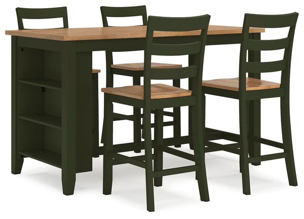 Mesa de comedor a la altura de la encimera y 4 taburetes de bar Gesthaven