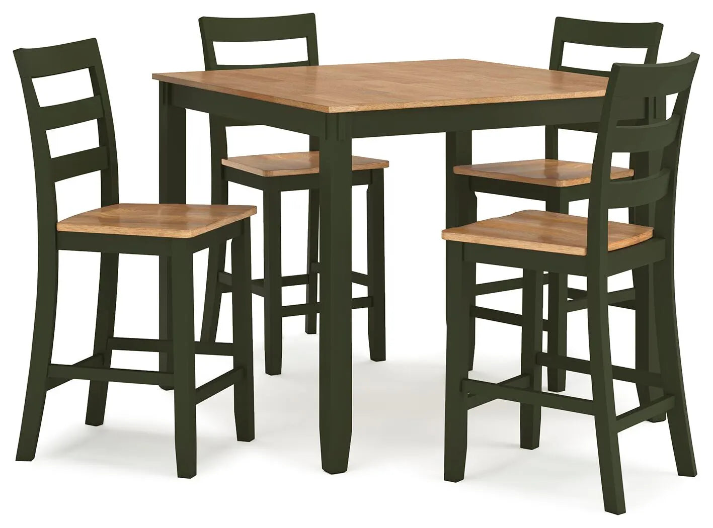 Mesa de comedor a la altura de la encimera Gesthaven y 4 taburetes de bar (Set de 5)