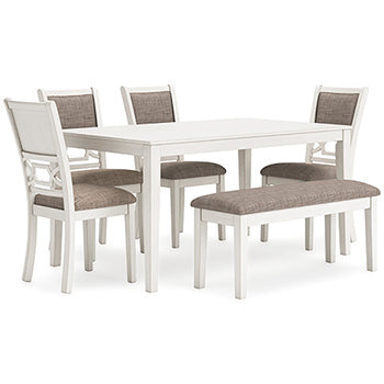 Mesa de comedor Erinberg con 4 sillas y banco (juego de 6 piezas)