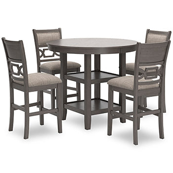 Mesa de comedor a altura de mostrador Wrenning y 4 taburetes (Set de 5)