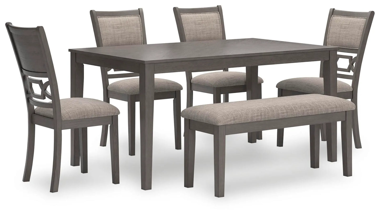 Mesa de comedor y 4 sillas y banco Wrenning (Juego de 6)