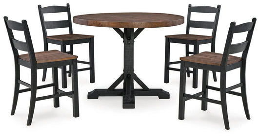 Mesa de comedor de altura de mostrador y 4 taburetes de bar Valebeck