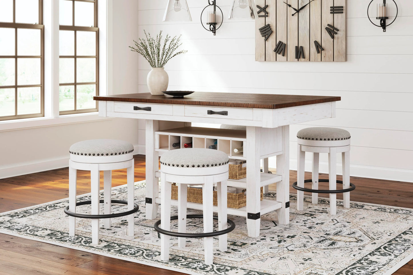 Mesa de comedor de altura de mostrador y 4 taburetes de bar Valebeck