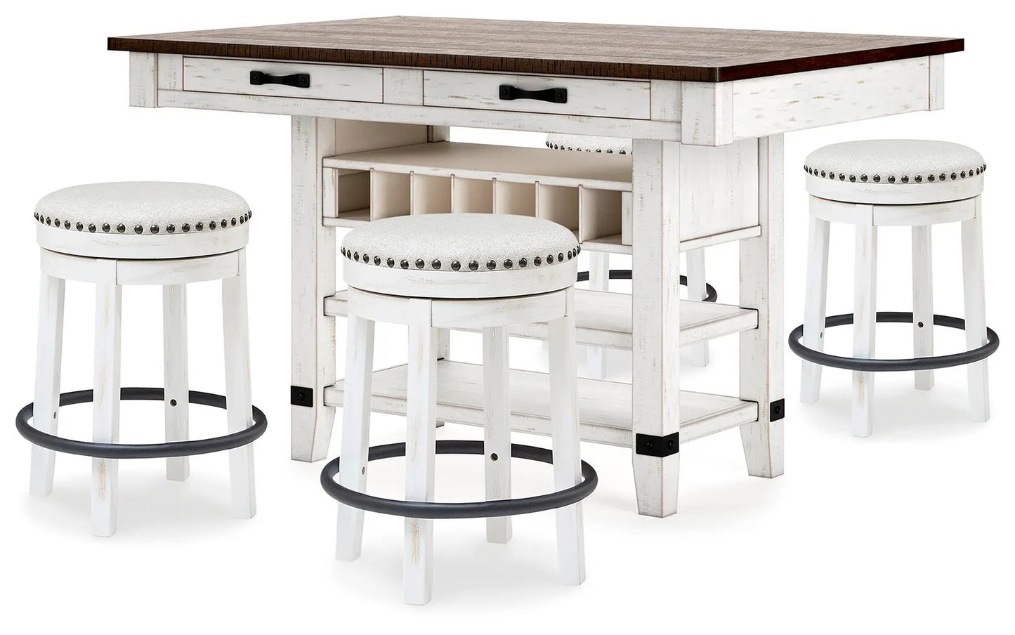Mesa de comedor de altura de mostrador y 4 taburetes de bar Valebeck