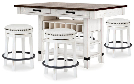 Mesa de comedor de altura de mostrador y 4 taburetes de bar Valebeck