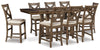 Mesa extensible a la altura de la encimera Moriville y 8 taburetes de bar