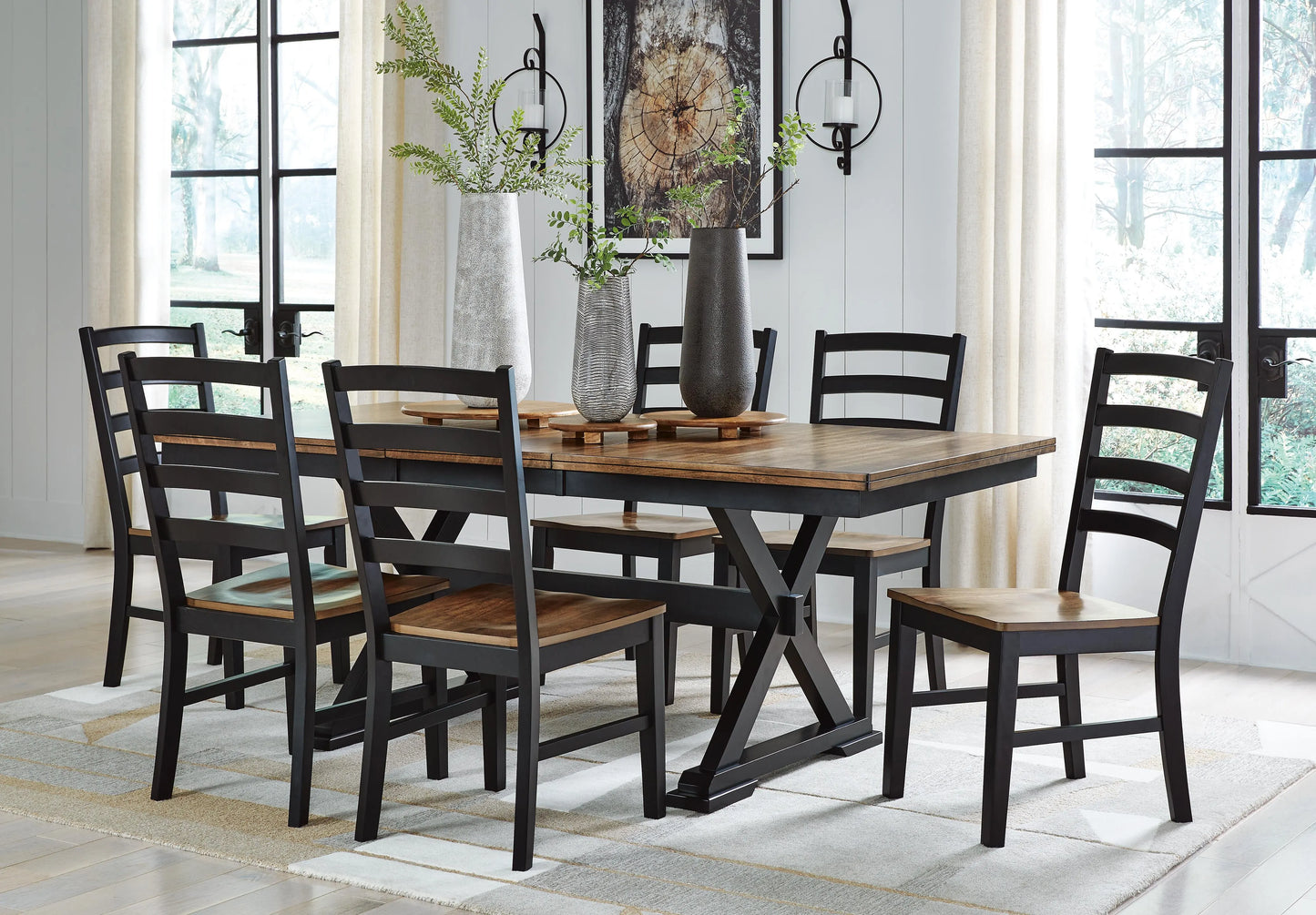 Mesa de comedor extensible Wildenauer y 6 sillas