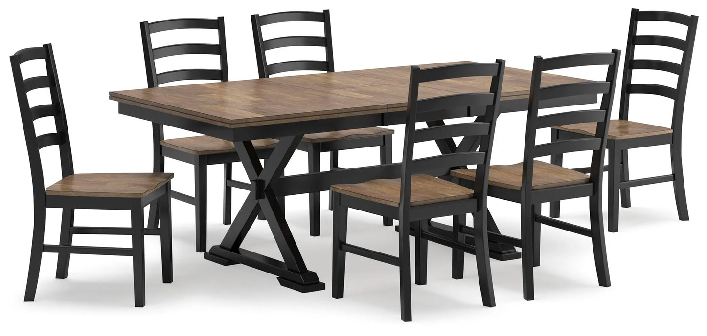 Mesa de comedor extensible Wildenauer y 6 sillas