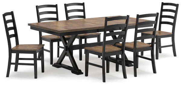 Mesa de comedor extensible Wildenauer y 6 sillas