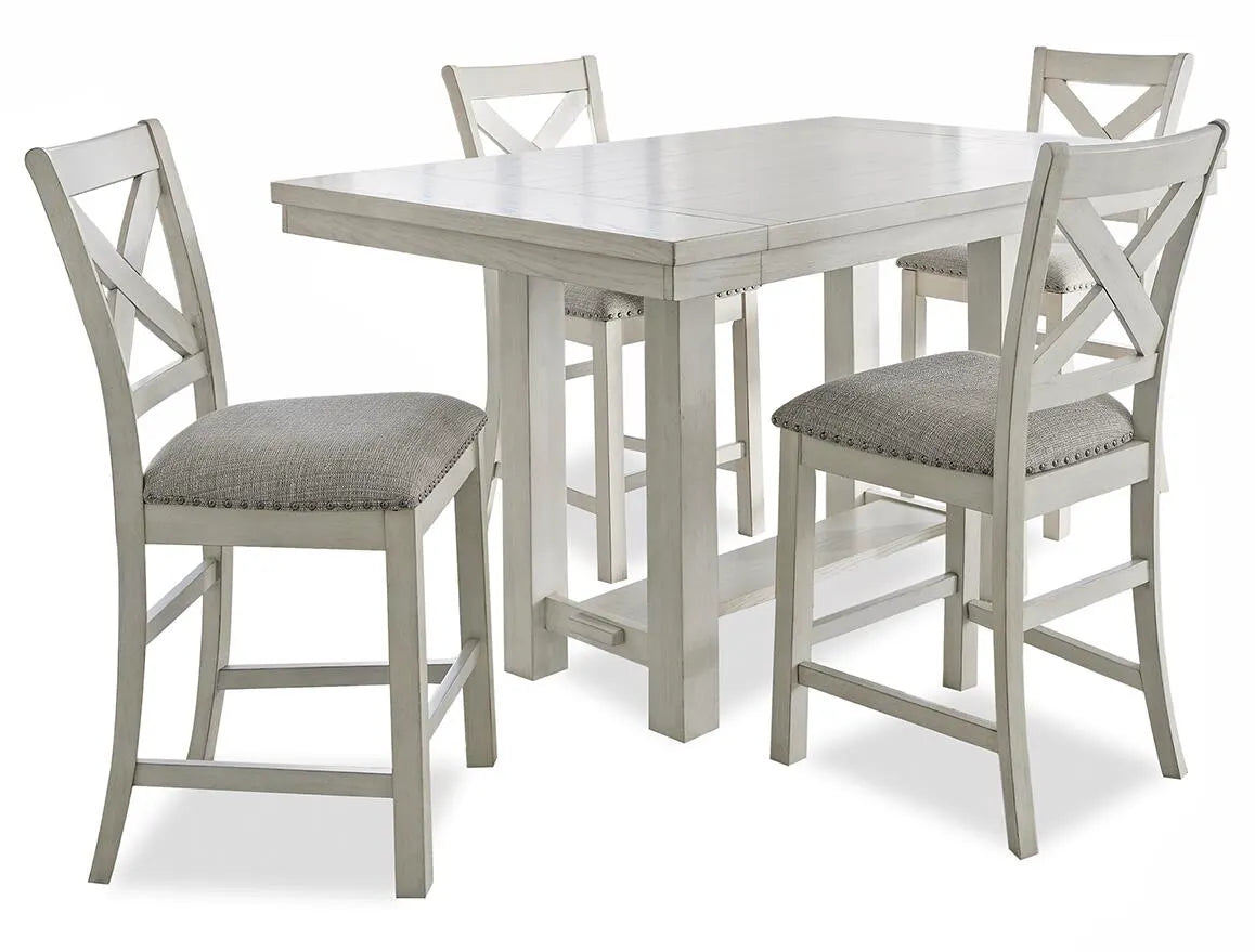 Mesa de comedor de altura de mostrador Robbinsdale y 4 taburetes de bar