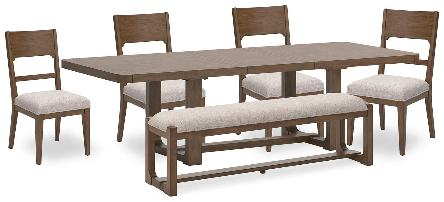 Mesa de comedor Cabalynn, 4 sillas y banco