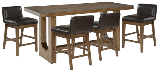 Mesa de comedor a la altura de mostrador Cabalynn y 4 taburetes de bar