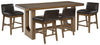 Mesa de comedor a la altura de mostrador Cabalynn y 4 taburetes de bar