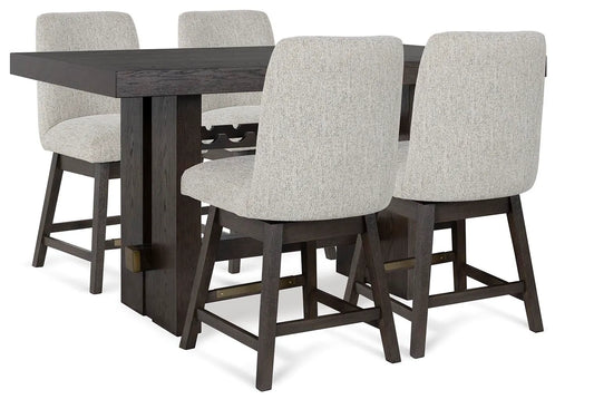 Mesa de comedor a la altura del mostrador y 4 taburetes de bar Burkhaus