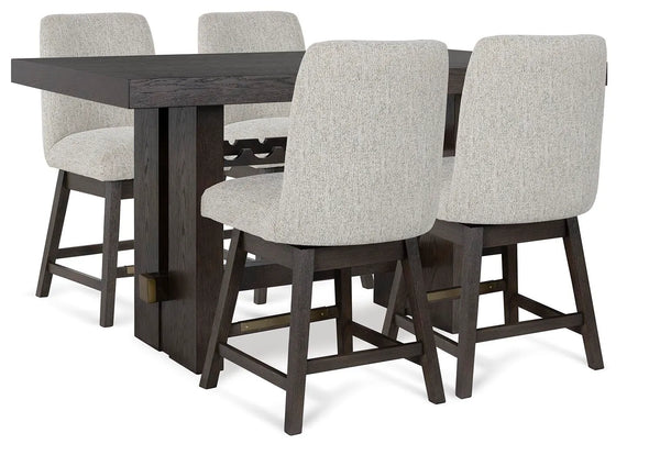 Mesa de comedor a la altura del mostrador y 4 taburetes de bar Burkhaus