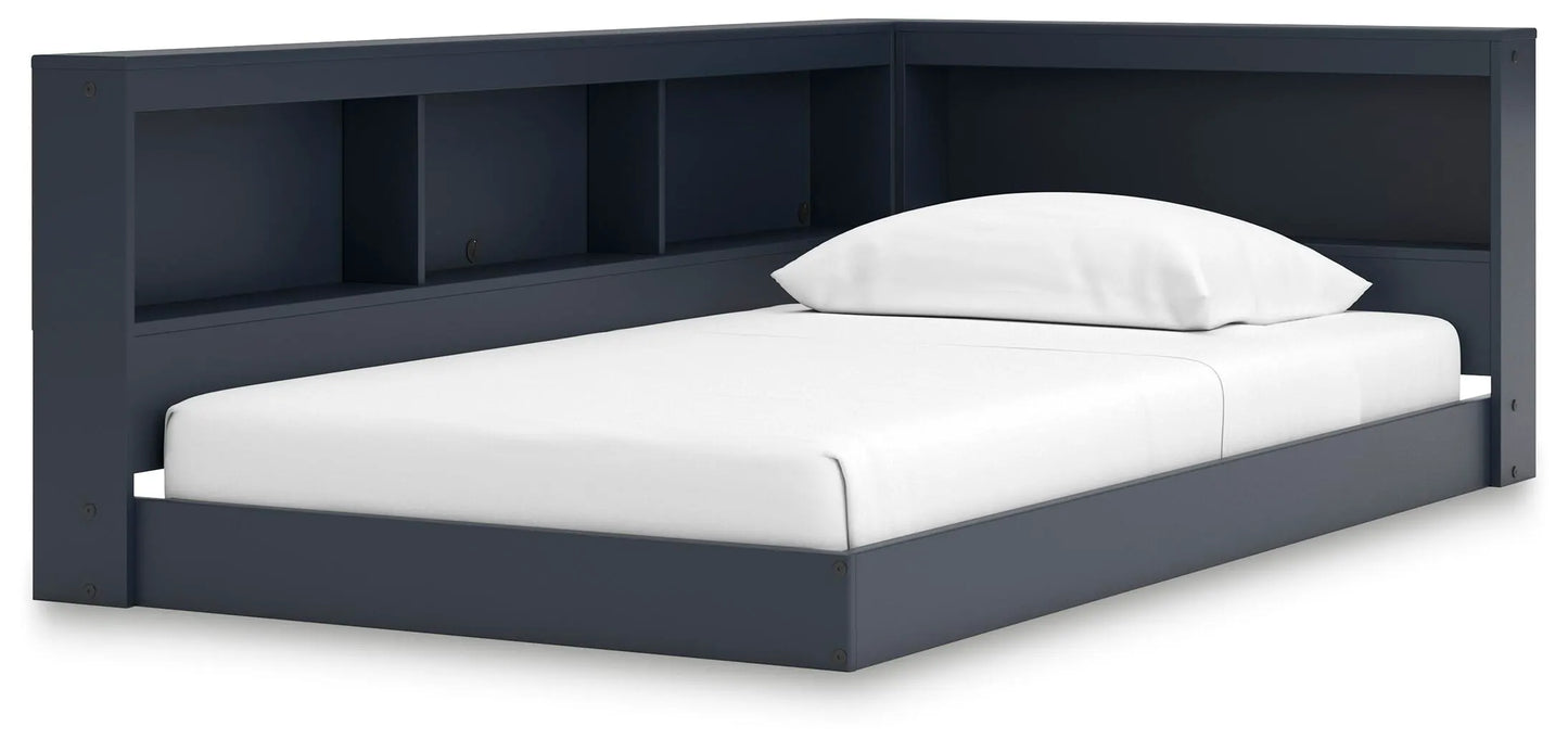 Cama de almacenamiento doble Simmenfort con estantería