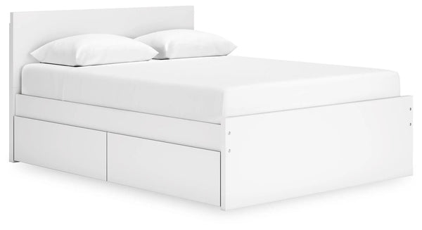 Cama de plataforma con panel tamaño queen Onita con 1 espacio de almacenamiento lateral