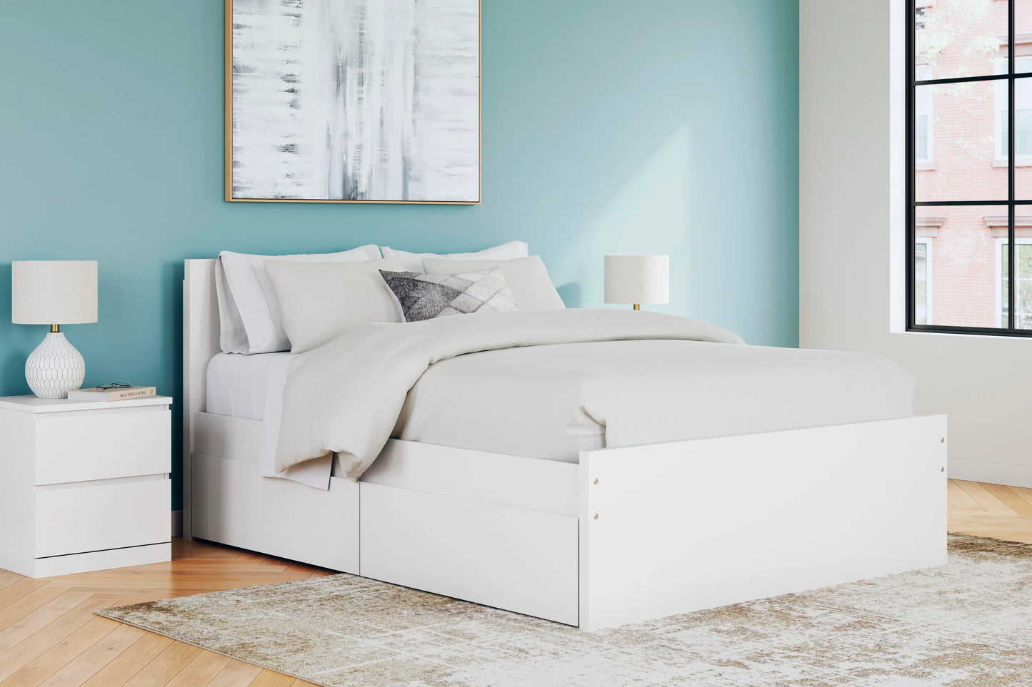 Base de cama con plataforma Onita Queen con 2 cajones de almacenamiento laterales