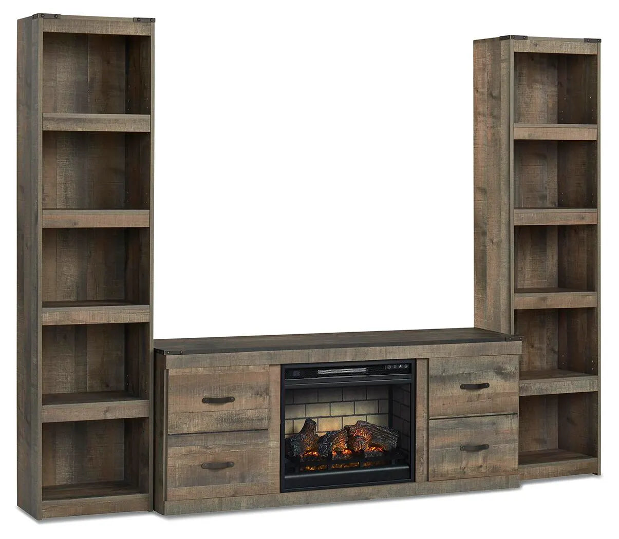 Mueble de entretenimiento Trinell de 3 piezas con chimenea eléctrica