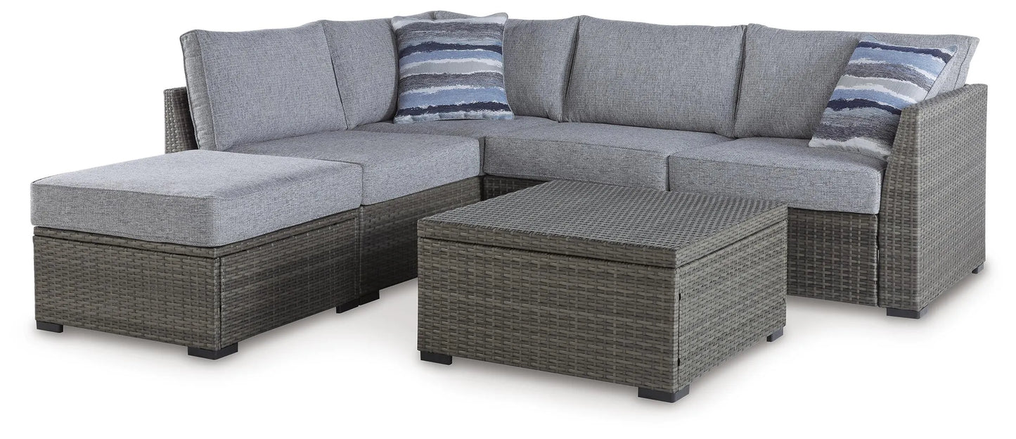 Petal Road Outdoor Loveseat Sectional/Ottoman/Table Set (Set of 4)