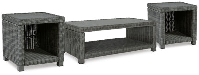 Juego de mesa auxiliar de exterior de 3 piezas