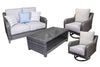 Sofá de dos plazas para exterior, sillones y mesa de centro