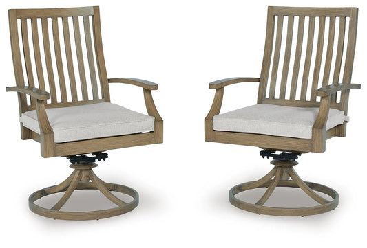 Silla giratoria Rainier Ranch para exteriores con cojín (juego de 2)